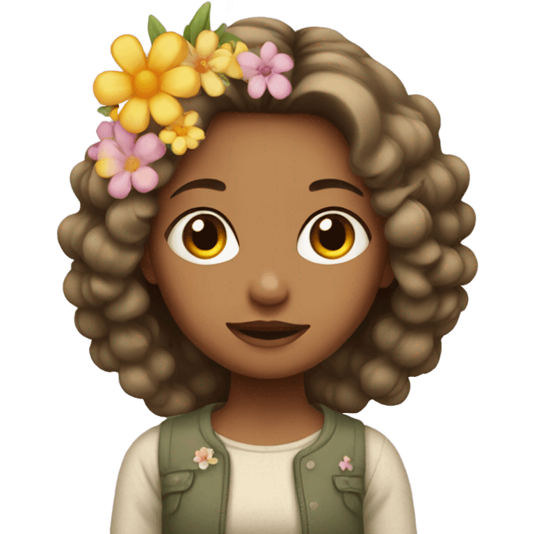 Girl with flower in hair  emoji