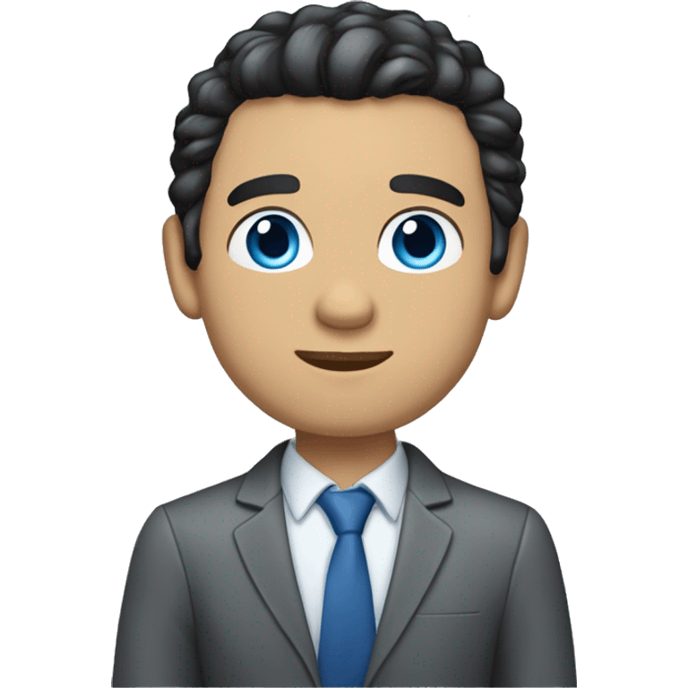 30 year old man, caucasian, black hair, blue eyes, blazer, t-shirt, full body emoji