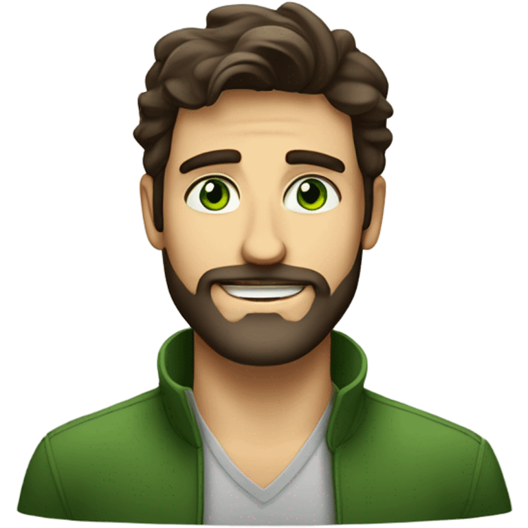 handsome optimist brunette man and beard green eyes emoji