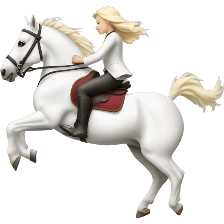 Blonde rider Jumping white horse emoji