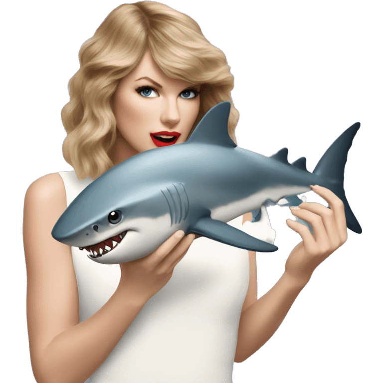 Taylor Swift holding a shark emoji