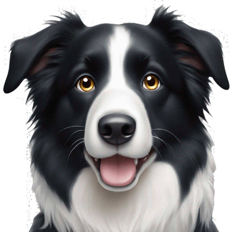 Black and white border collie dog face with blue eyes. emoji