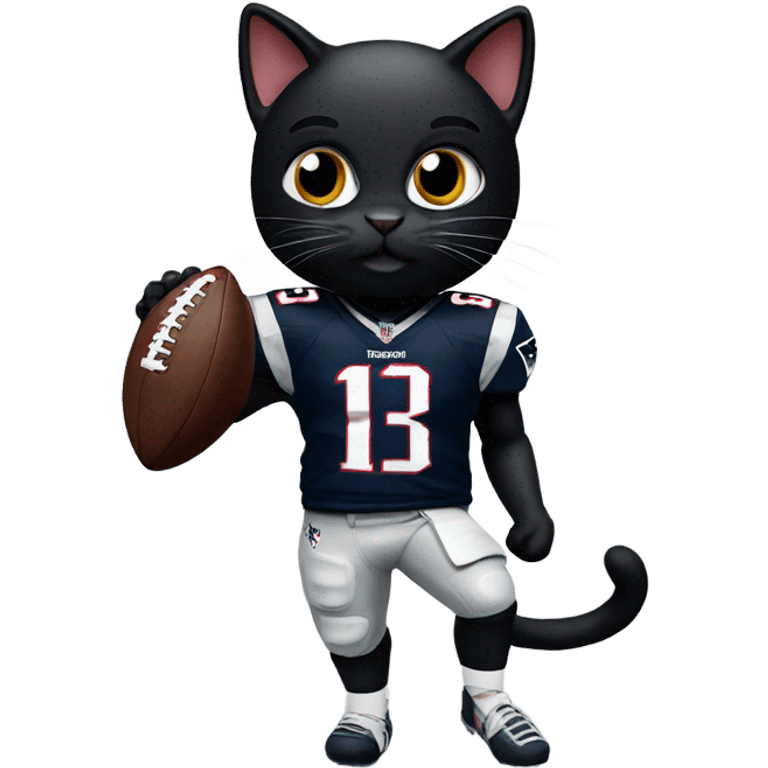 Black cat as a New England Patriots Quarterback  emoji