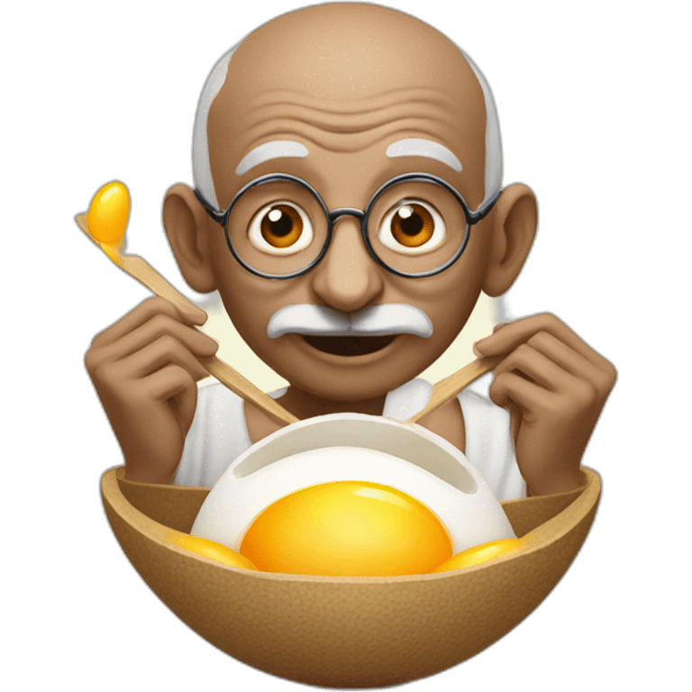 Gandhi eating a big egg emoji