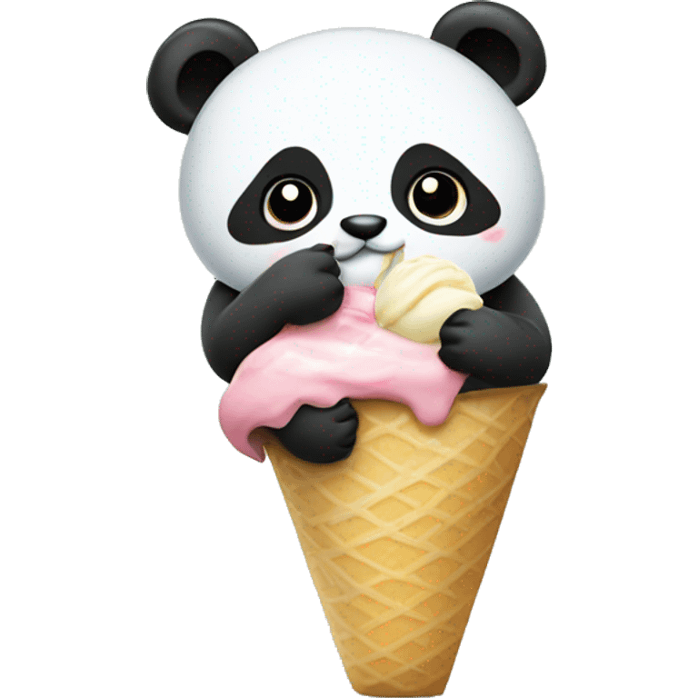 Panda eating ice cream emoji