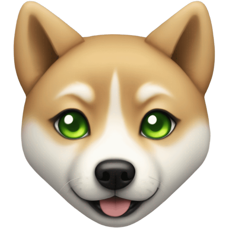 cute shiba inu with black spiky hair and green eyes emoji