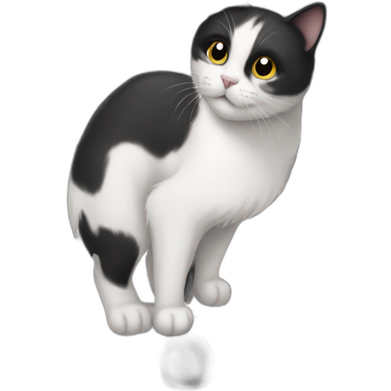 black and white cat long tail emoji