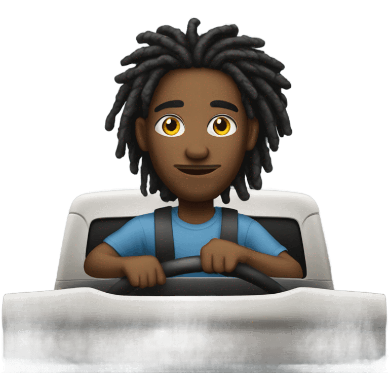 Black short man with dreads driving truck emoji