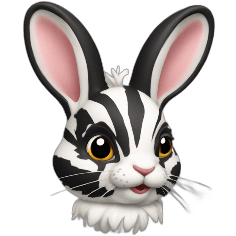 Lapine arlequin côté de visage gauche noir emoji