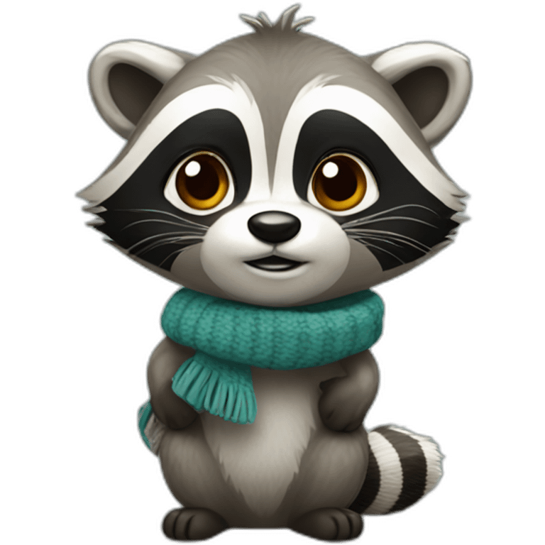 Little Racoon with canadian scarf emoji