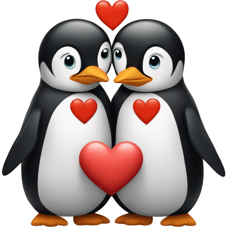 Penguin couple with a heart in the middle  emoji