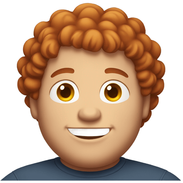 Bading redish curly hair guy chubby smiling emoji