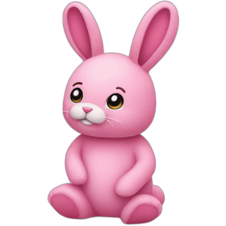 pink plush rabbit thinking pose emoji