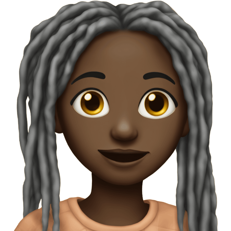 Pretty darkskin black girl with long dreads and a nose ring eating a honeybun emoji