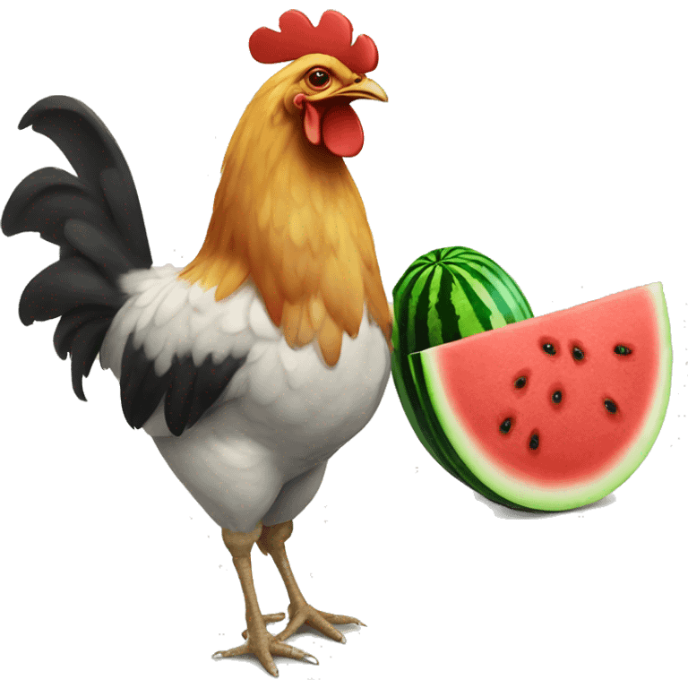 chicken and watermelon emoji