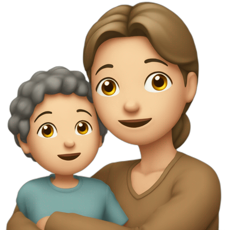 Maman qui fait un bisou à son fils emoji