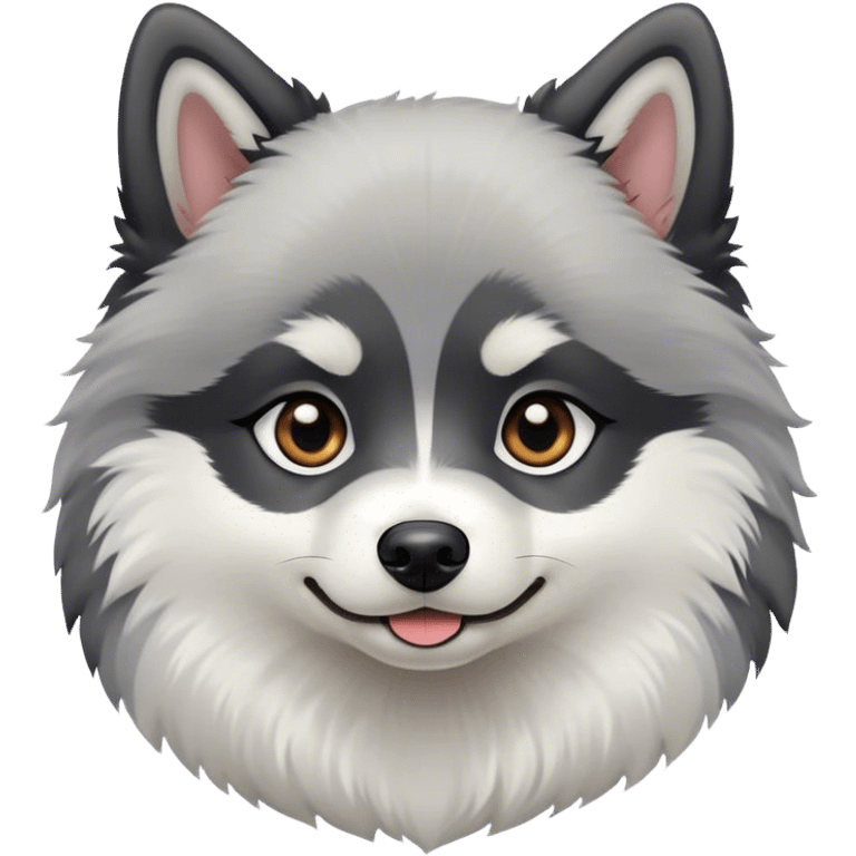 White, black and grey pomsky dog  emoji