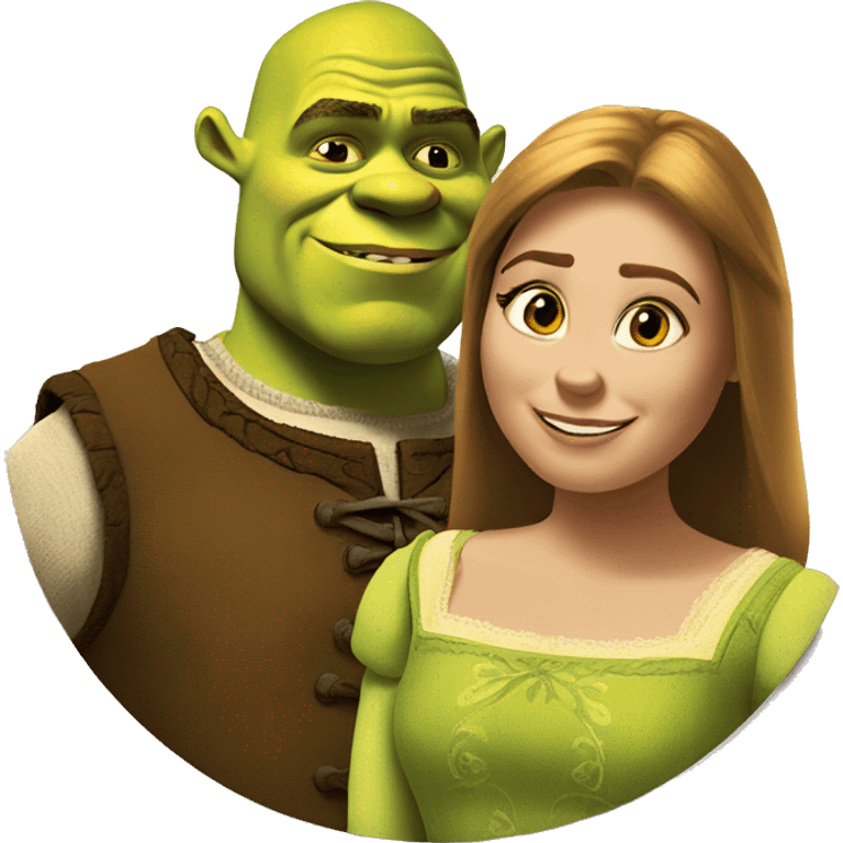 a portrait of shrek and fiona on the round background emoji