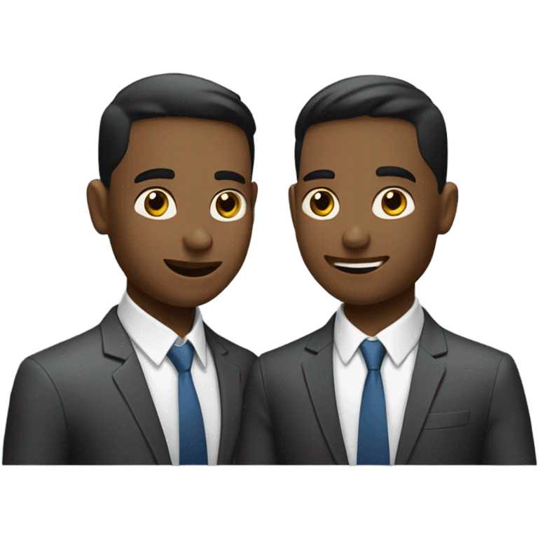 two young businessmen talking emoji