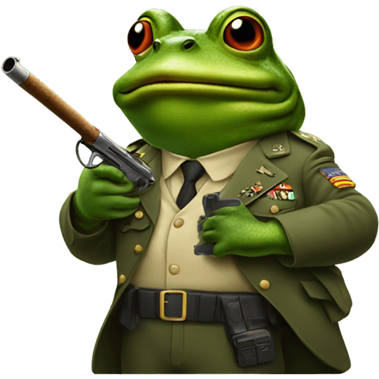 Army frog with a gun and smoking a cigar emoji