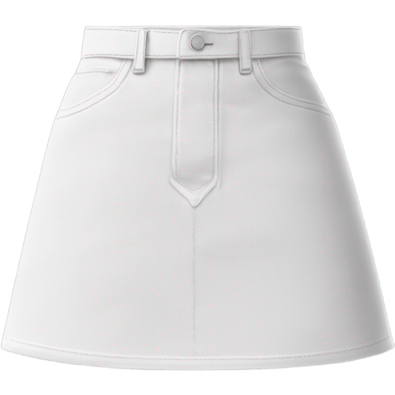 Realistic A-line high waisted white denim mini skirt, isolated emoji