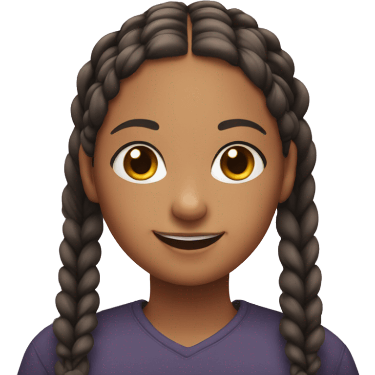 girl with twin braids smiling emoji