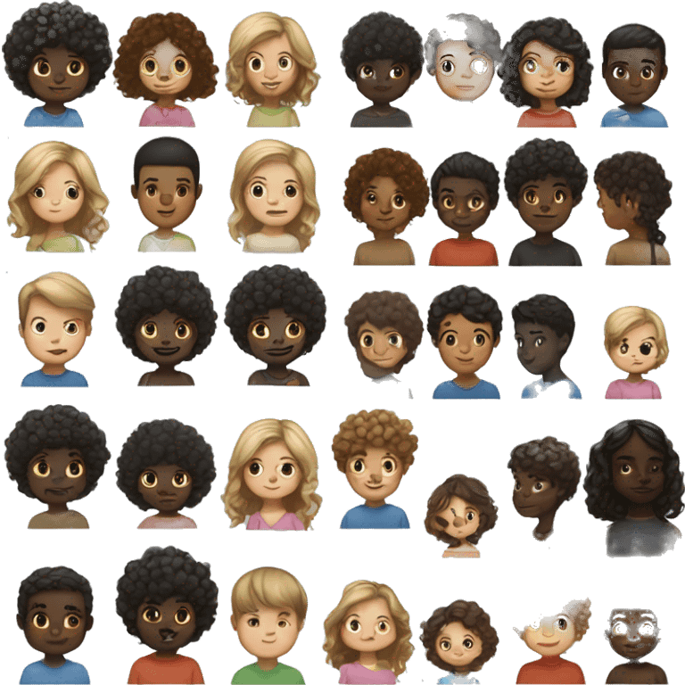 A girl has curly hair and dark skin, while a boy has short, smooth, and dark hair emoji