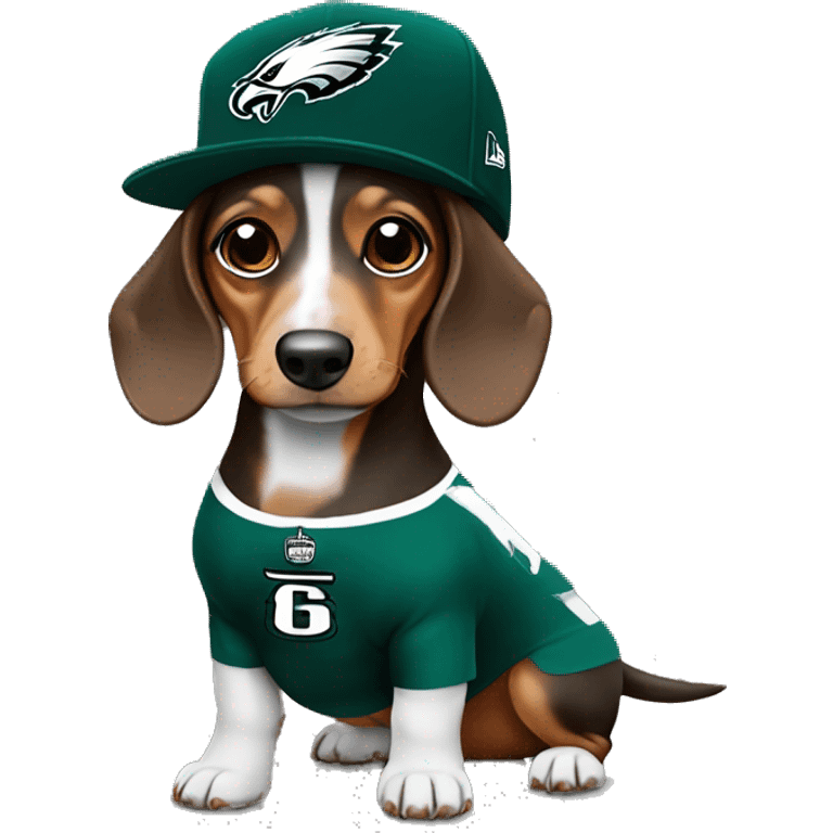 Miniature Dachshund Merle wearing Philadelphia Eagles Hat emoji