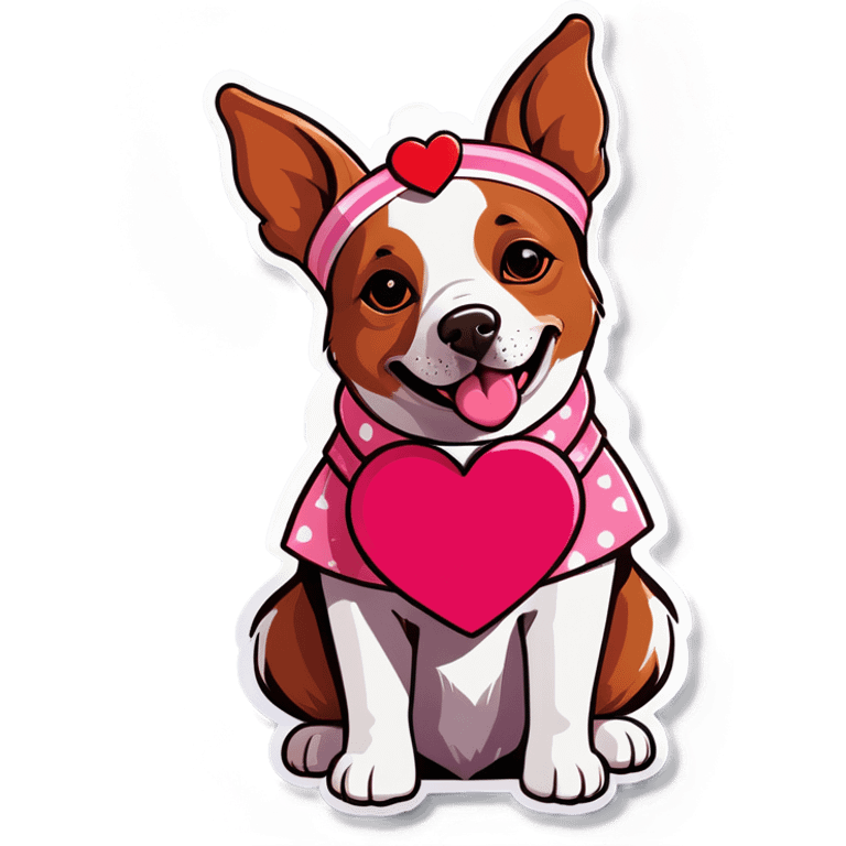 A dog dressed up for Valentine’s Day ￼￼ emoji