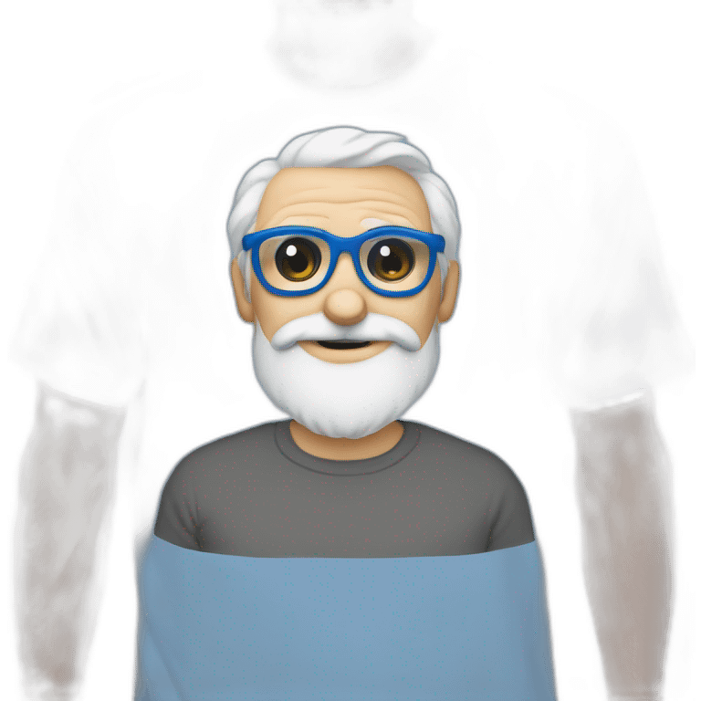 grandpa white blue glasses 50 years old gray beard  superhero tshirt emoji