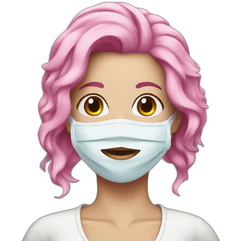 pink hair mistress with a face mask emoji