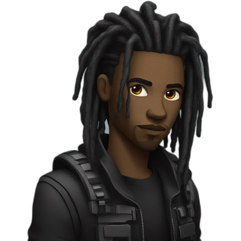 a black cyberpunk guy with dreads emoji