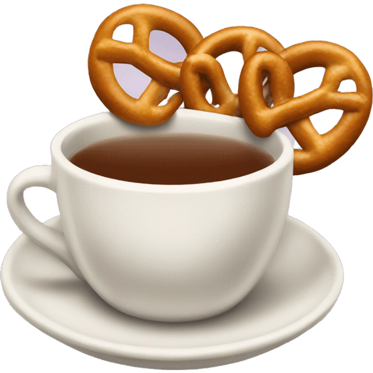 Tea in mug and pretzels emoji