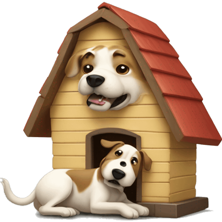 Giant Dog Crushing A Small Dog House emoji