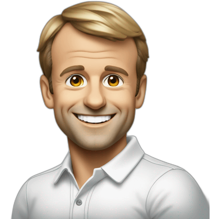 emmanuel macron big smile wearing polo emoji