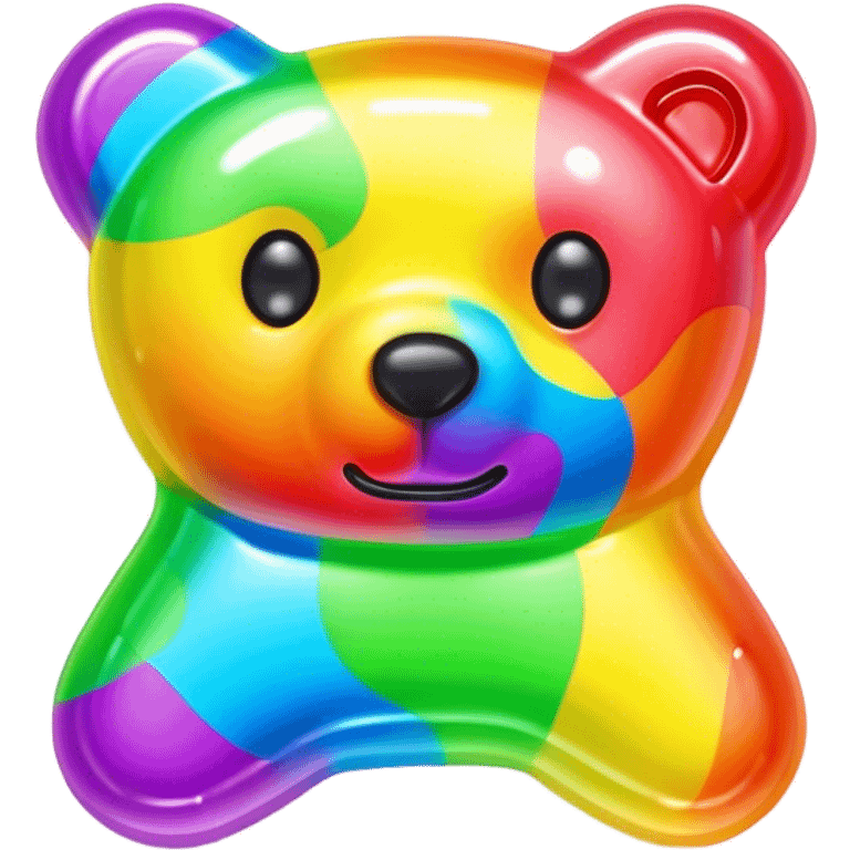 A neon rainbow gummy bear bow emoji