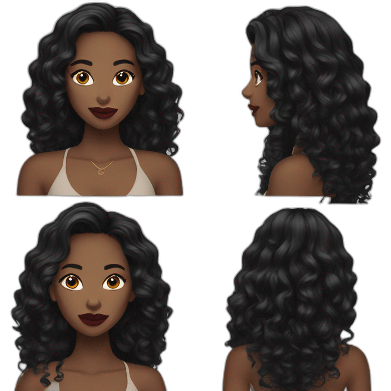 Beautiful Black women long hair lipstick emoji