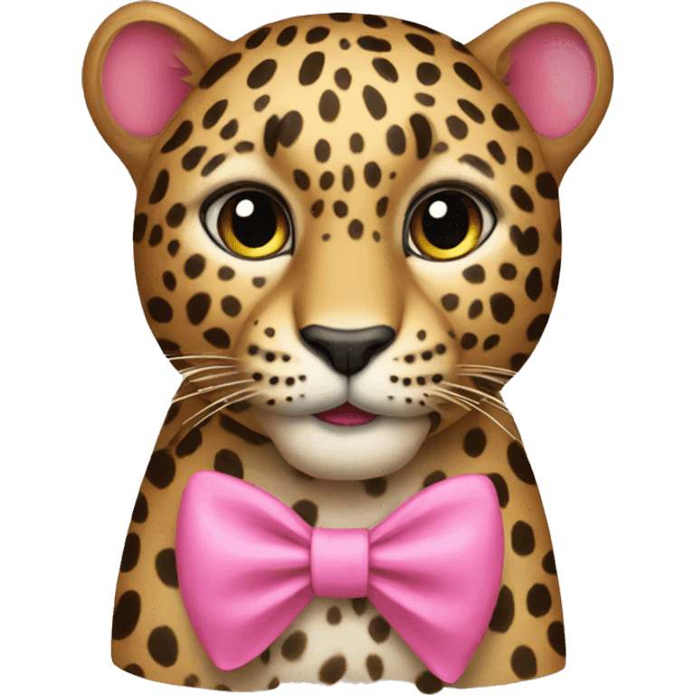 leopard wearing a pink bow emoji