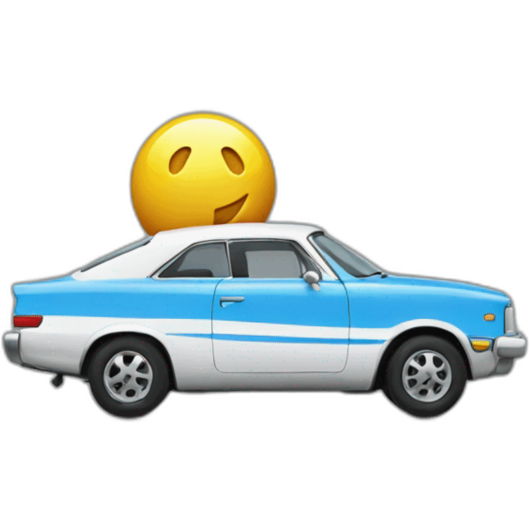 Car with un ball emoji