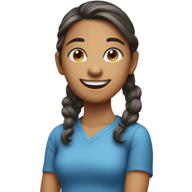 smiling girl in blue shirt emoji