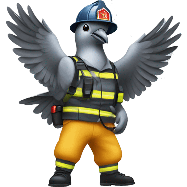 Pigeon fire fighter fighting fire emoji