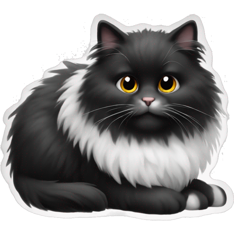 Black and white fluffy cat  emoji