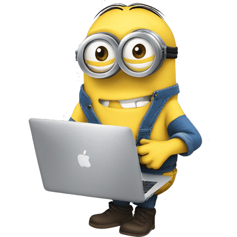 minion playing with a macbook emoji