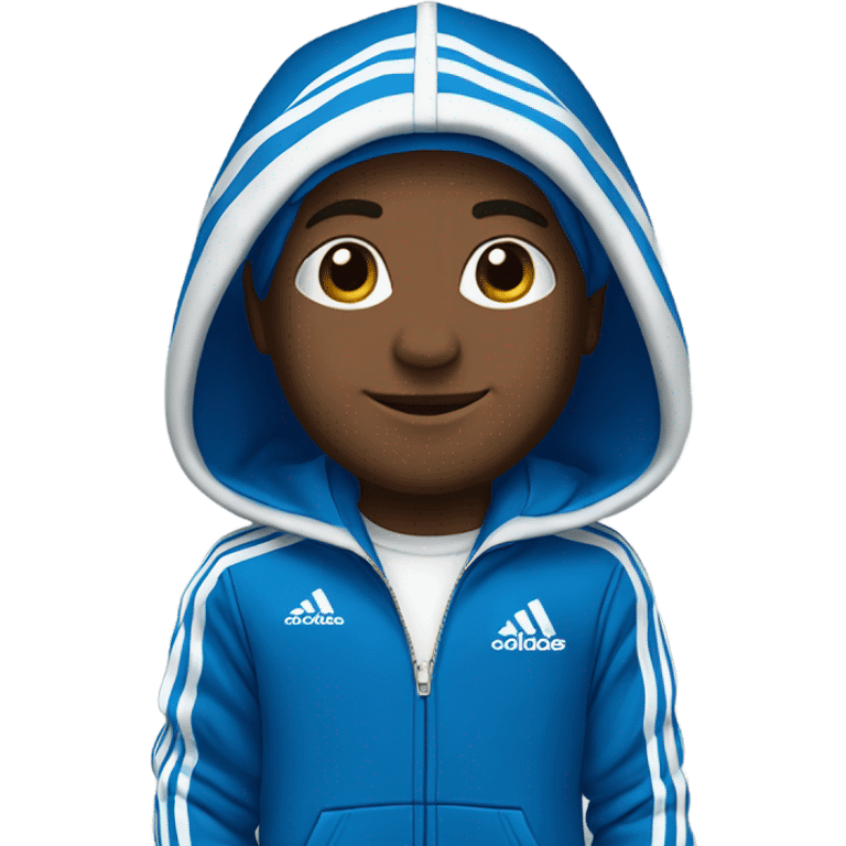 blue adidas sweat suit with white stripes emoji