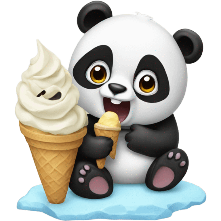 Panda eating ice cream emoji