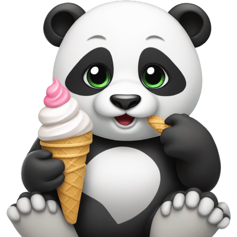 Panda eating ice cream emoji