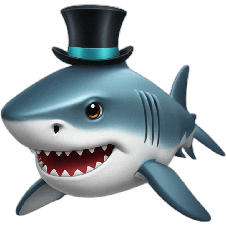 Shark with a top hat emoji