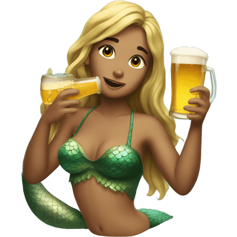 mermaid drinking a beer emoji