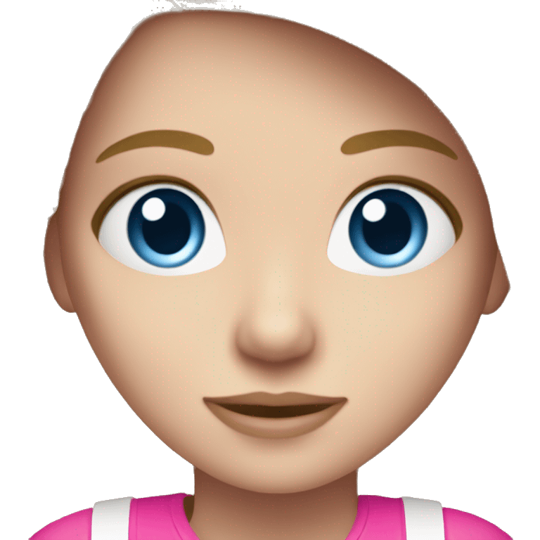 a white dark blond haired girl with blue eyes wearing pink clothes holding an iphone  emoji