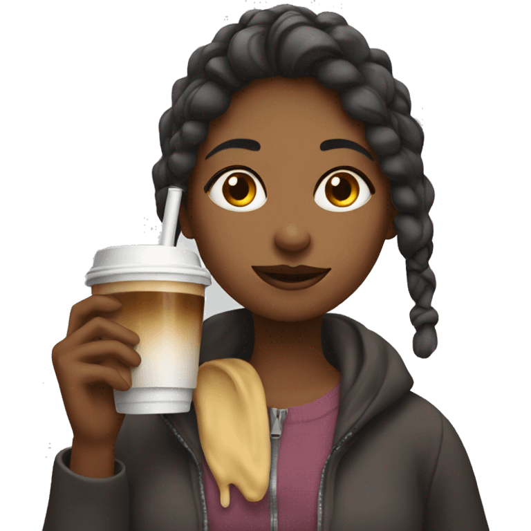 Girl drinking cold coffee  emoji